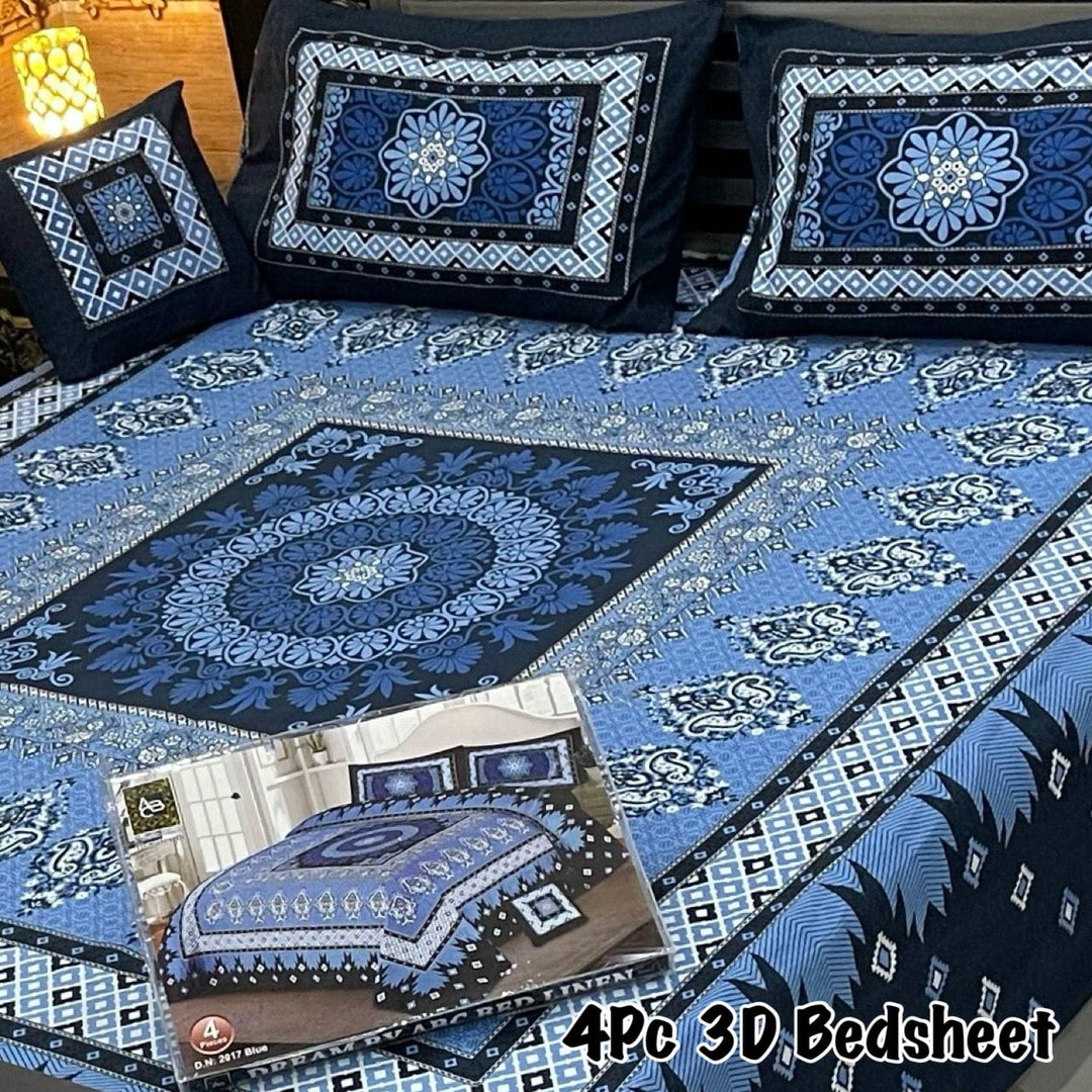 4Pcs 3D Panel Bedsheet Luxury King Size Bedsheets AYPN-00132