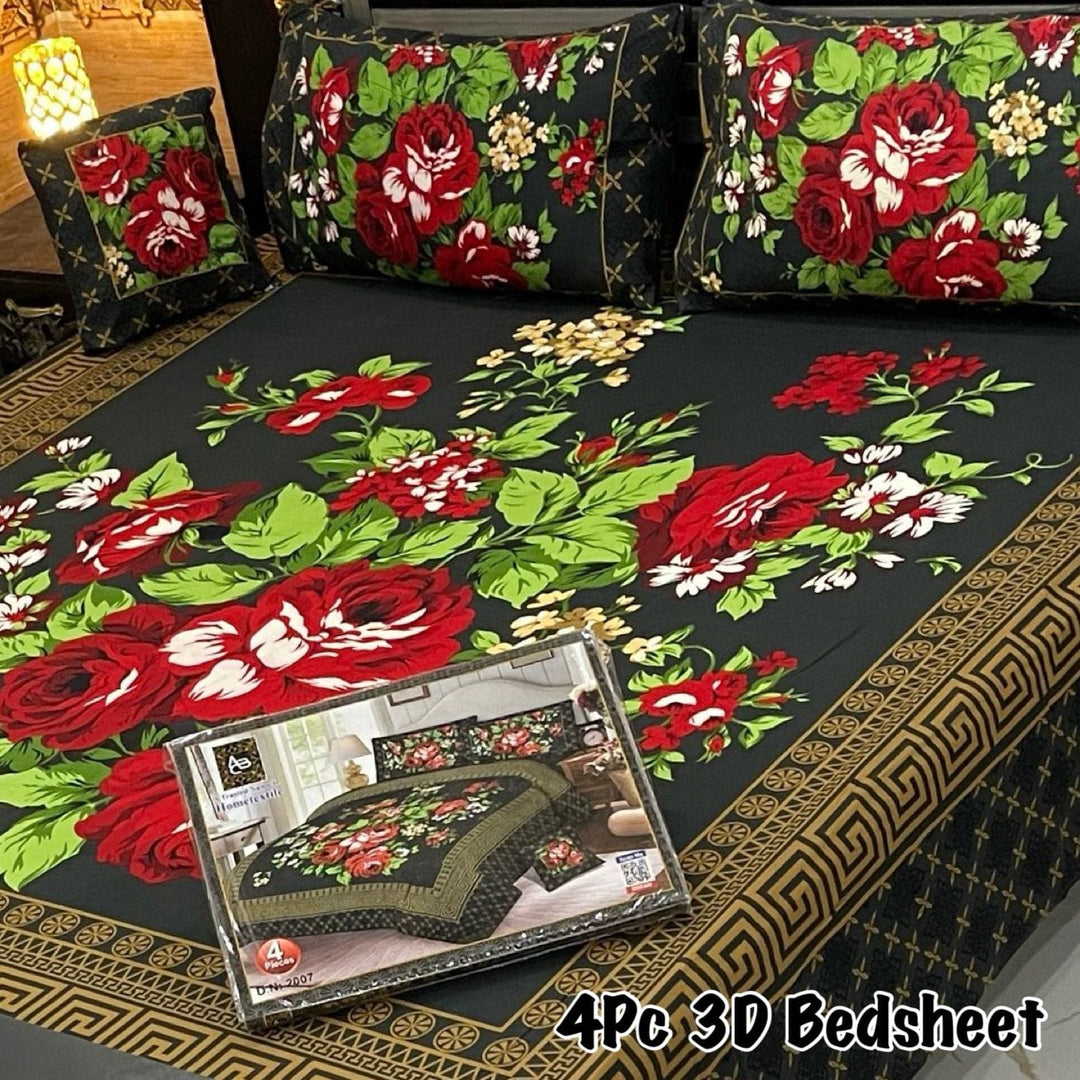 4Pcs 3D Panel Bedsheet Luxury King Size Bedsheets AYPN-00131