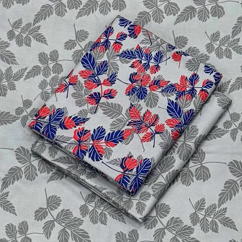 Micro Polo Cotton 2pcs Suit Grey Red Blue Leaf