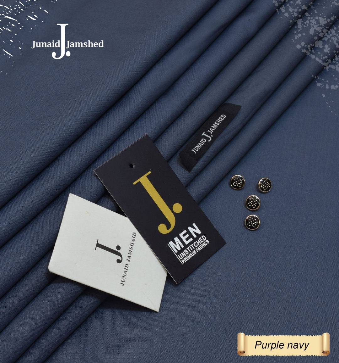 J. Junaid Jamshaid Online All Season Wash & Wear Boski For Men Purple Navy