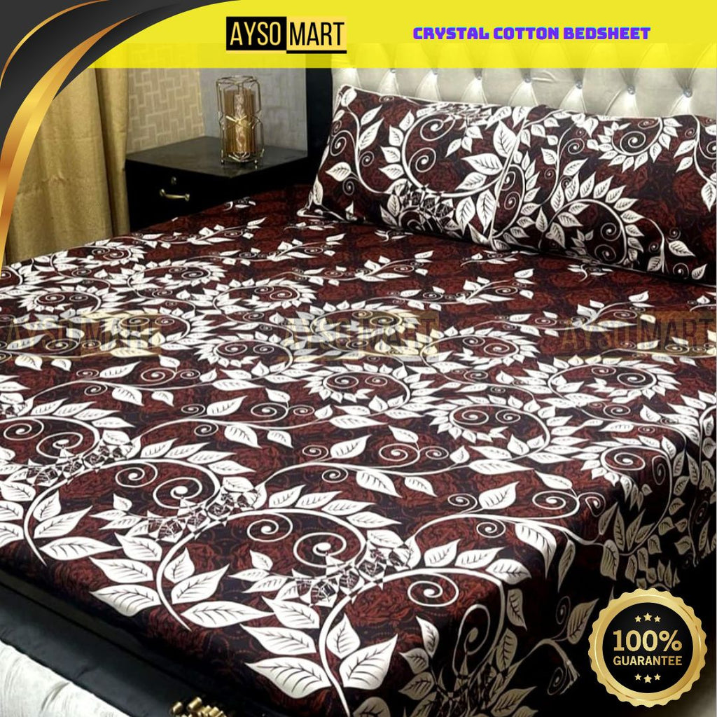 3D Leather Crystal Cotton Bedsheet AM3D-00258