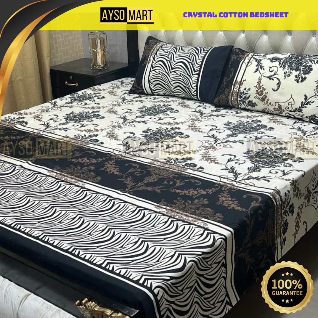 3D Leather Crystal Cotton Bedsheet AM3D-00267