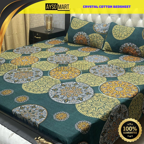3D Leather Crystal Cotton Bedsheet AM3D-00268