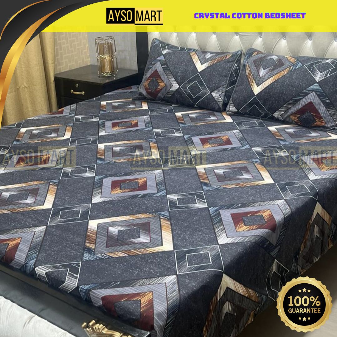 3D Leather Crystal Cotton Bedsheet AM3D-00243