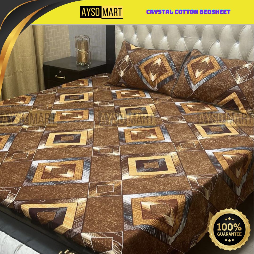 3D Leather Crystal Cotton Bedsheet AM3D-00270