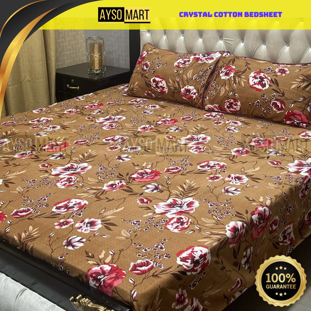 3D Leather Crystal Cotton Bedsheet AM3D-00274