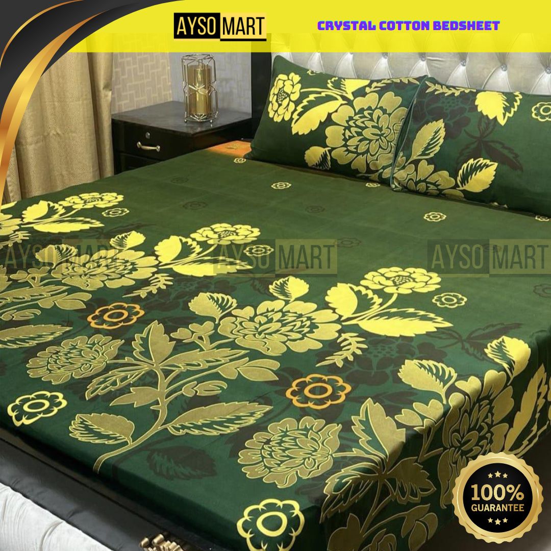 3D Leather Crystal Cotton Bedsheet AM3D-00275