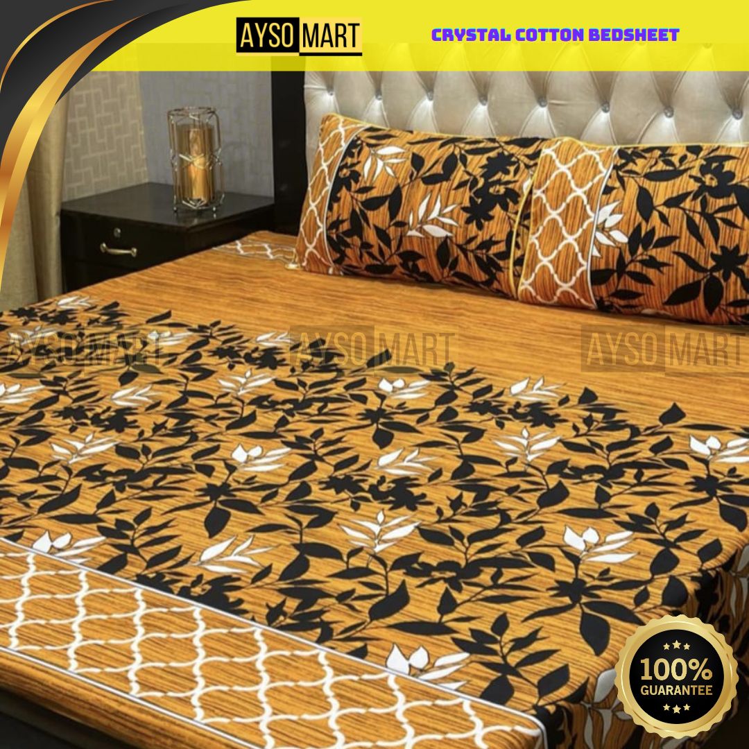 3D Leather Crystal Cotton Bedsheet AM3D-00286