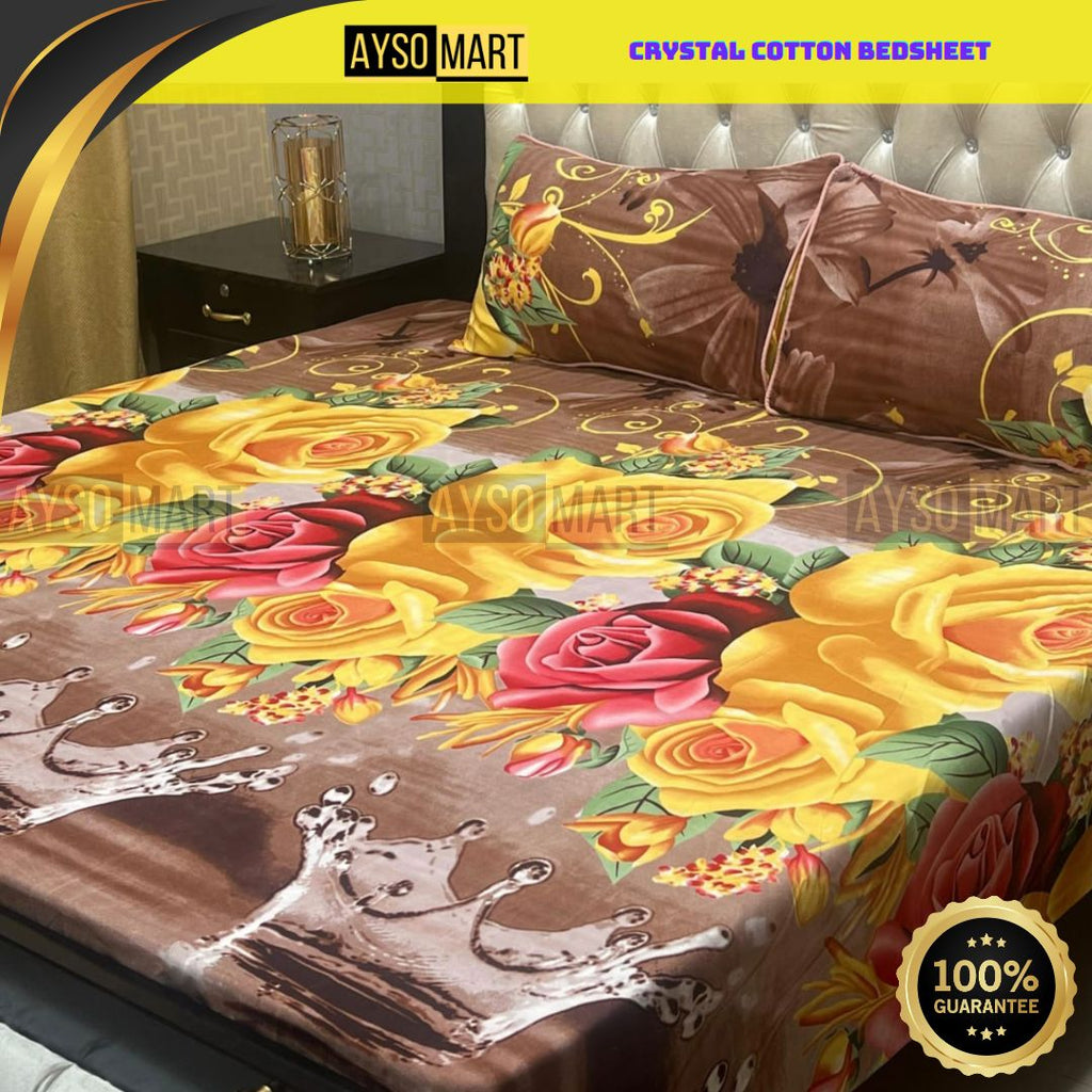 3D Leather Crystal Cotton Bedsheet AM3D-00289