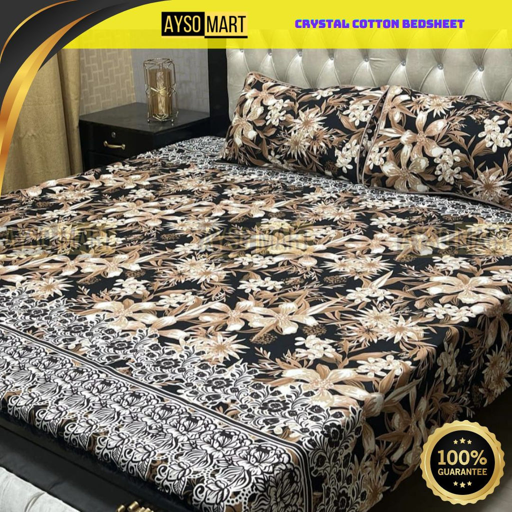 3D Leather Crystal Cotton Bedsheet AM3D-00296