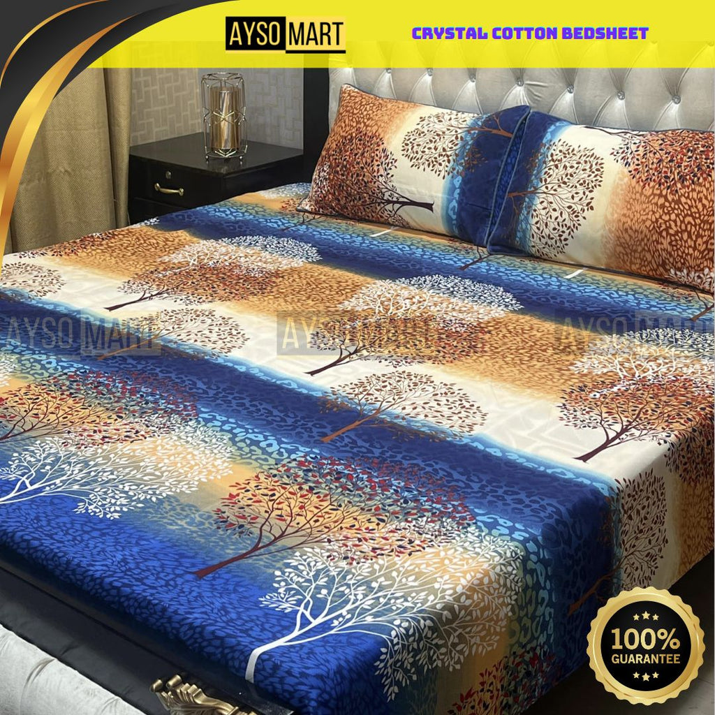 3D Leather Crystal Cotton Bedsheet AM3D-00298