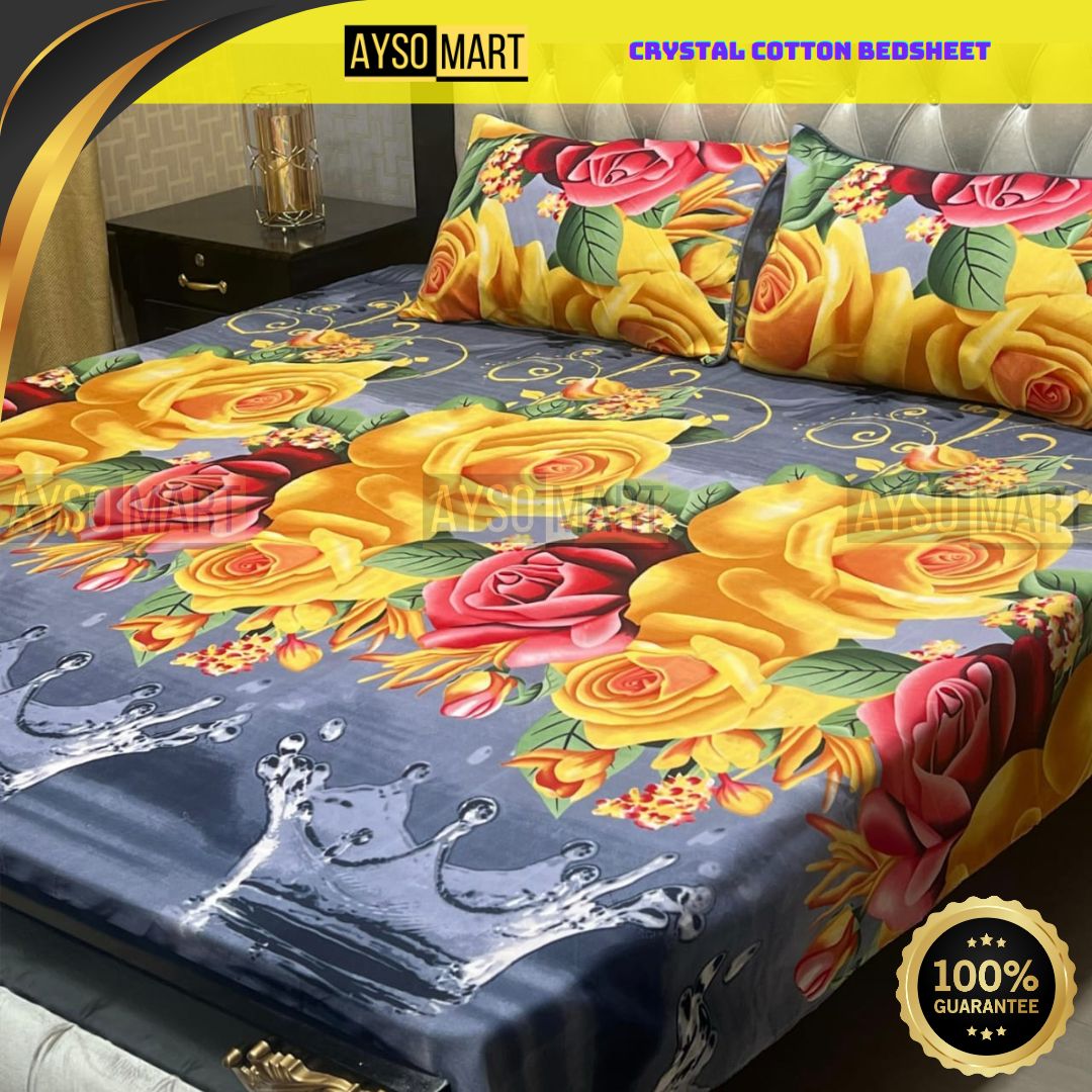 3D Leather Crystal Cotton Bedsheet AM3D-00246