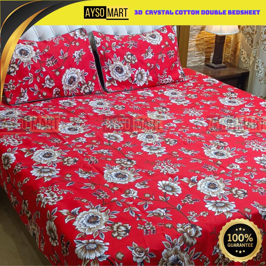 3D Leather Crystal Cotton Bedsheet AM3D-00221