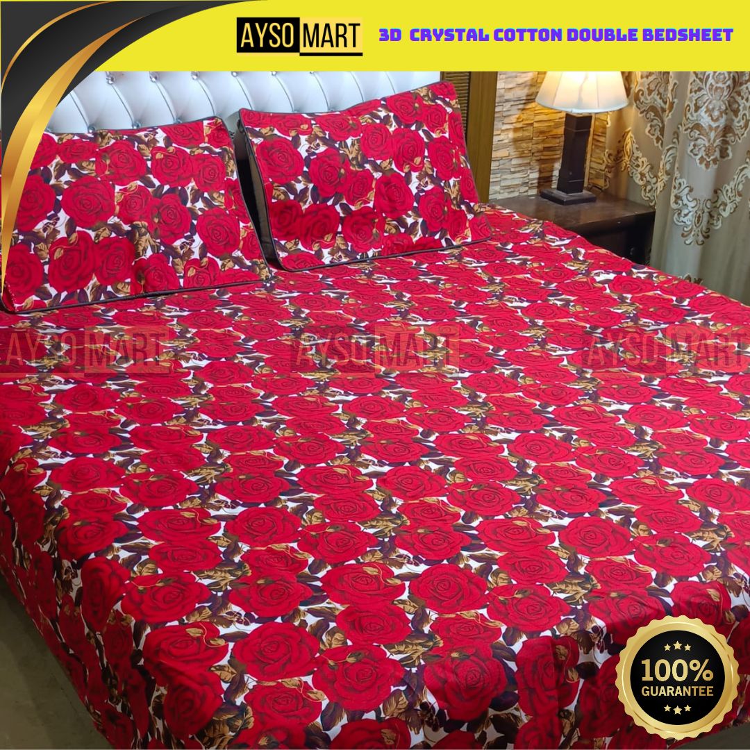 3D Leather Crystal Cotton Bedsheet AM3D-00225