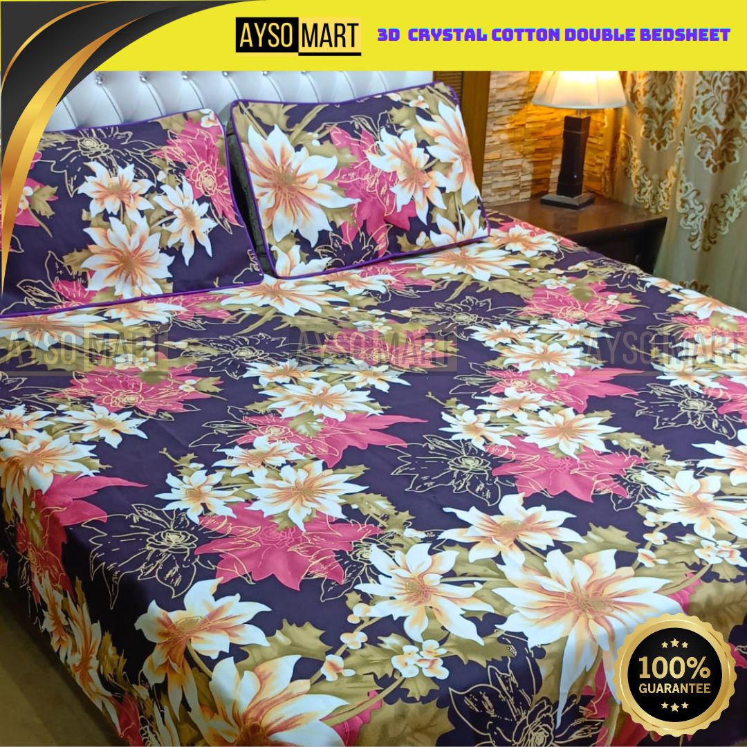 3D Leather Crystal Cotton Bedsheet AM3D-00231