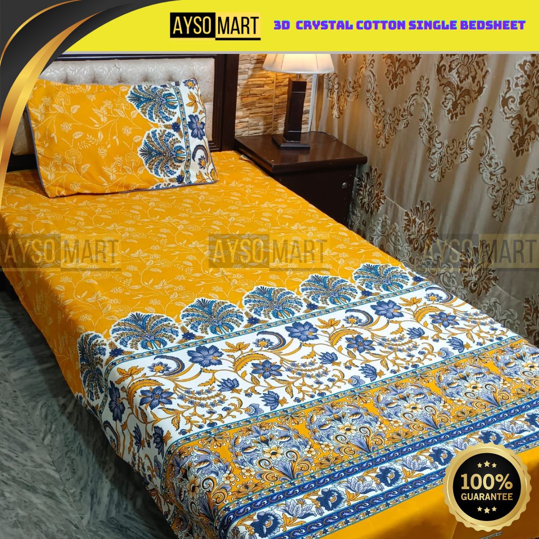 3D Crystal Cotton Single Pair Bedsheet AM3DS-00187