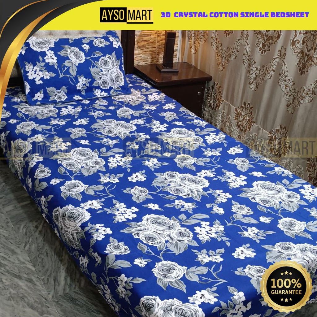 3D Crystal Cotton Single Pair Bedsheet AM3DS-00174