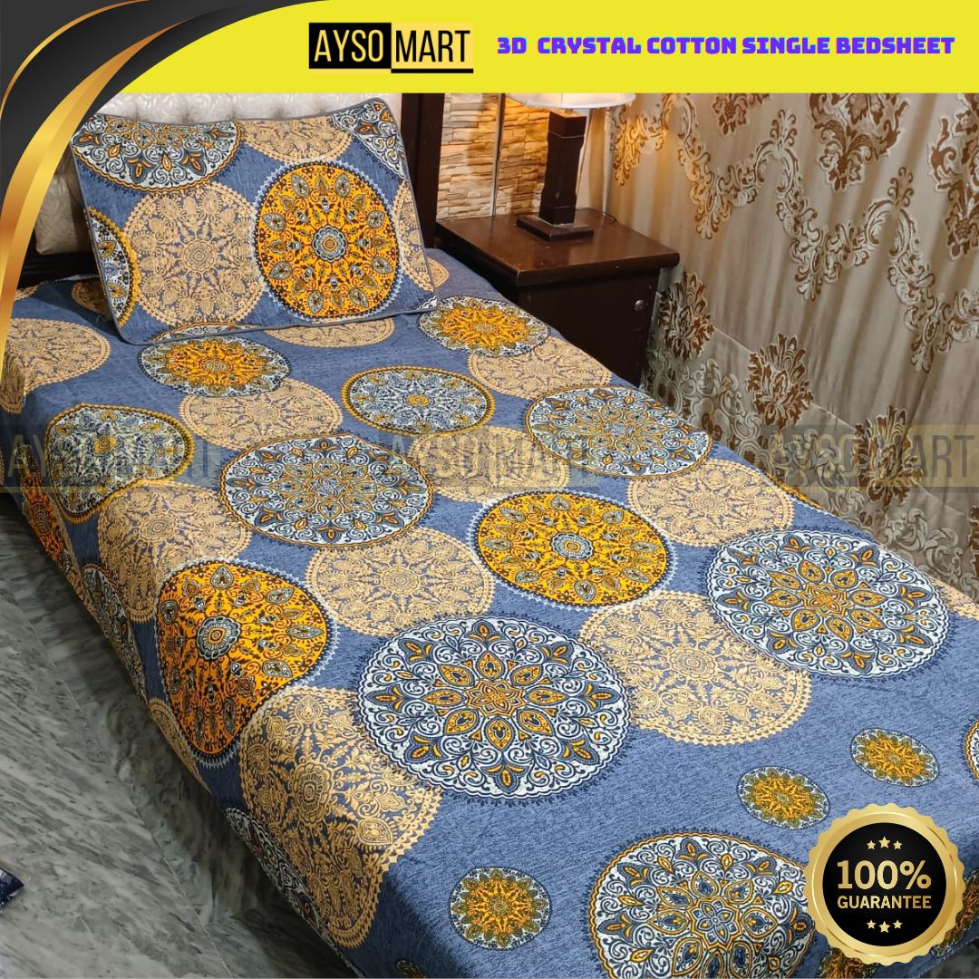 3D Crystal Cotton Single Pair Bedsheet AM3DS-00169