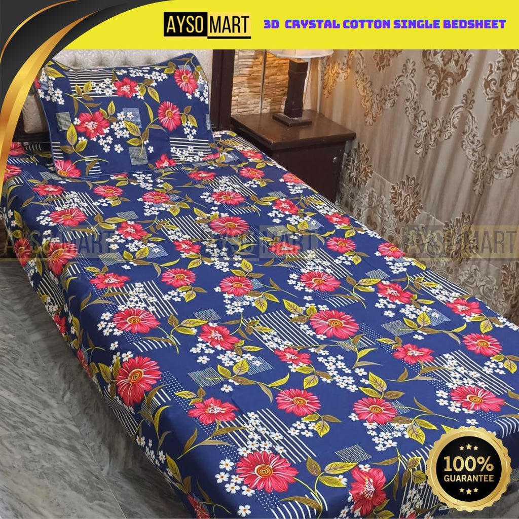 3D Crystal Cotton Single Pair Bedsheet AM3DS-00168