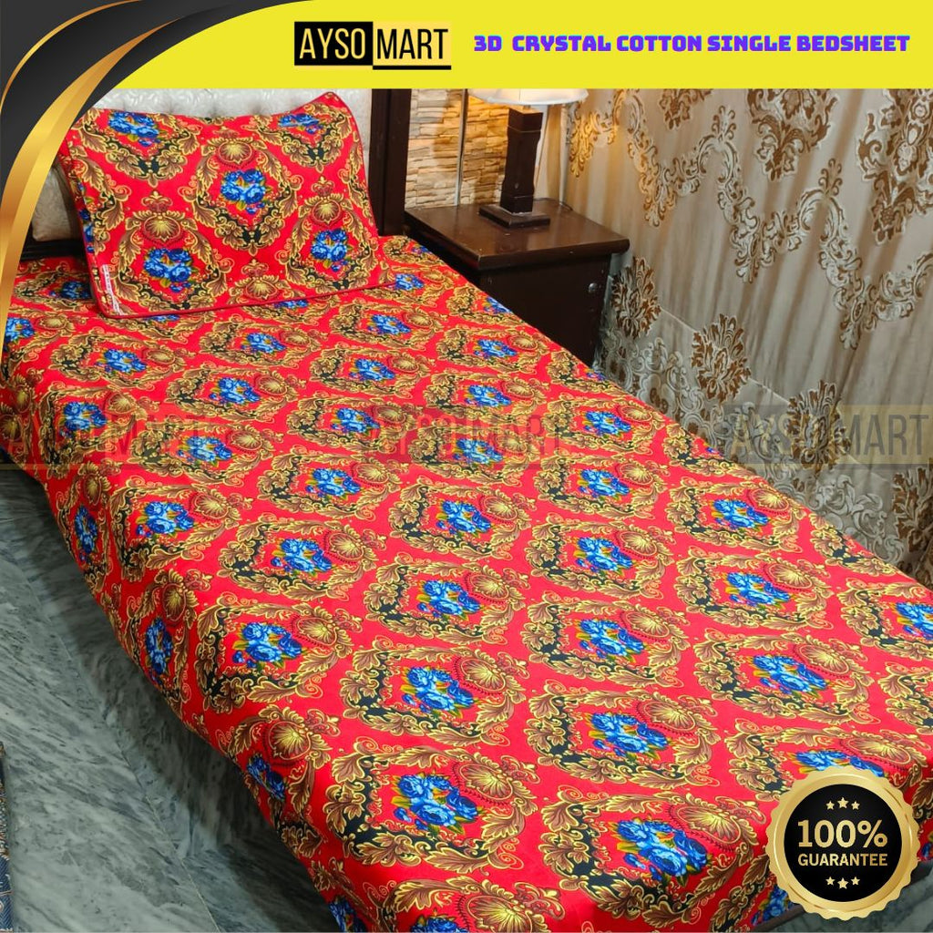 3D Crystal Cotton Single Pair Bedsheet AM3DS-00166