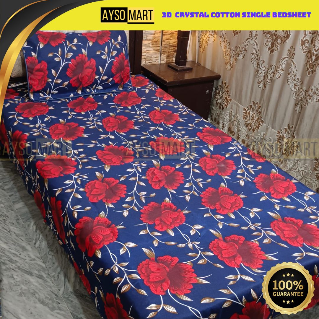 3D Crystal Cotton Single Pair Bedsheet AM3DS-00164