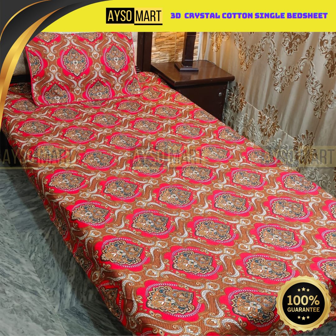 3D Crystal Cotton Single Pair Bedsheet AM3DS-00184