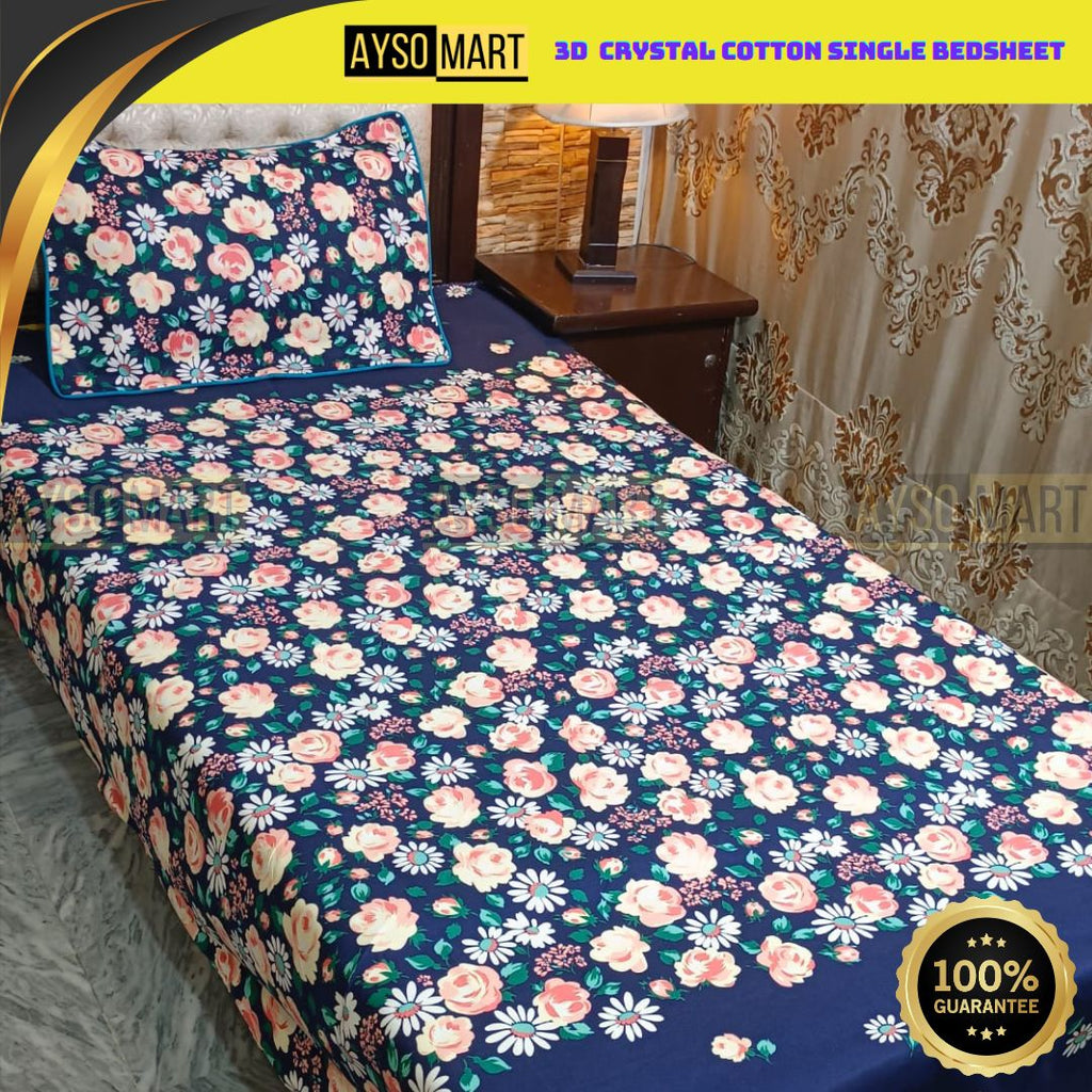 3D Crystal Cotton Single Pair Bedsheet AM3DS-00180
