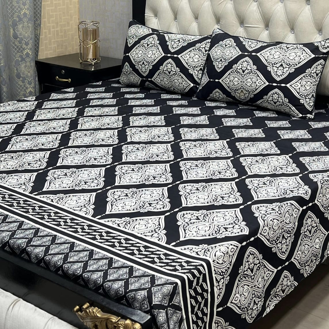 3D Leather Crystal Cotton Bedsheet AM3D-00416
