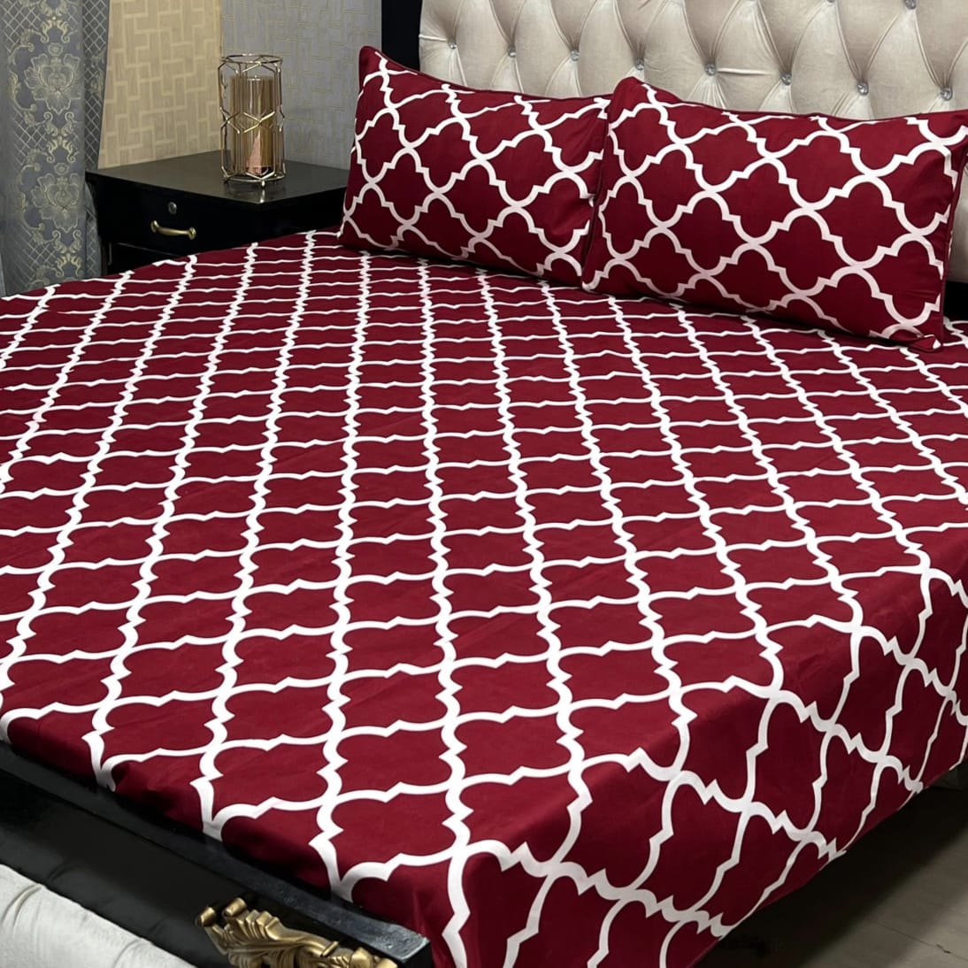 3D Leather Crystal Cotton Bedsheet AM3D-00413