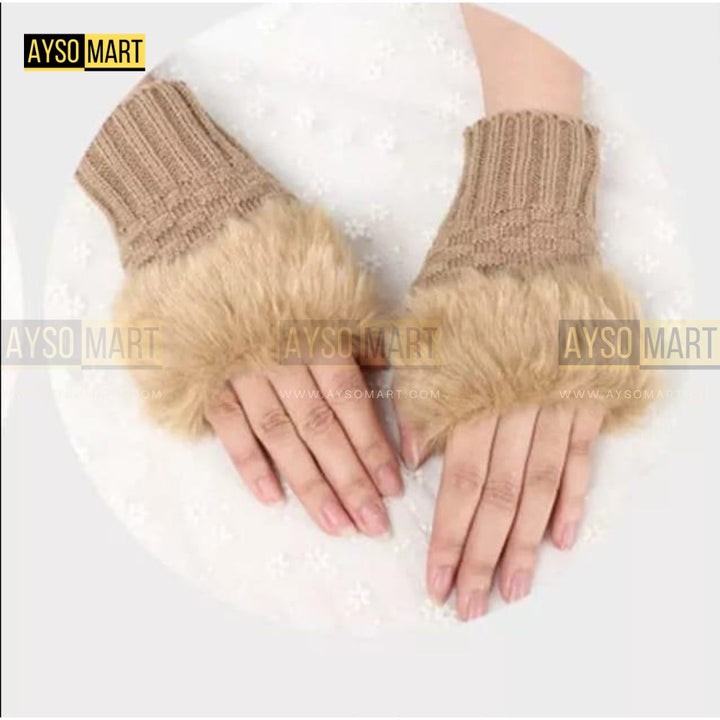 Winter Faux Rabbit Fur Gloves For Women