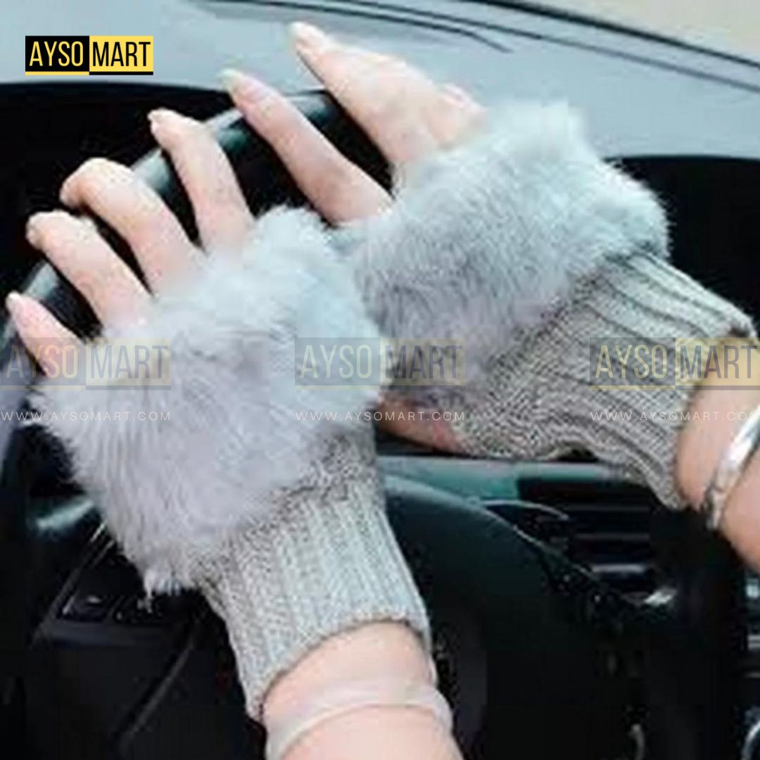 Winter Faux Rabbit Fur Gloves For Women