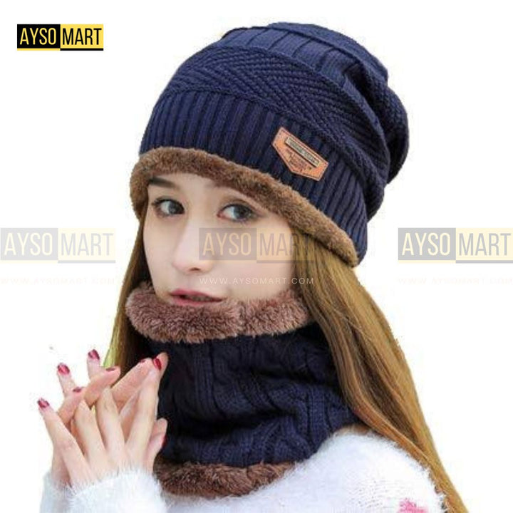 Beanie Wool Cap With Neck Warmer Unisex