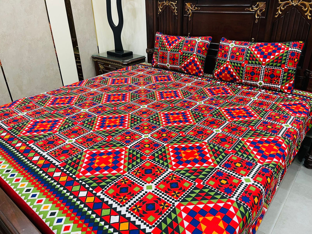 3D Leather Crystal Cotton Bedsheet AM3D-00418