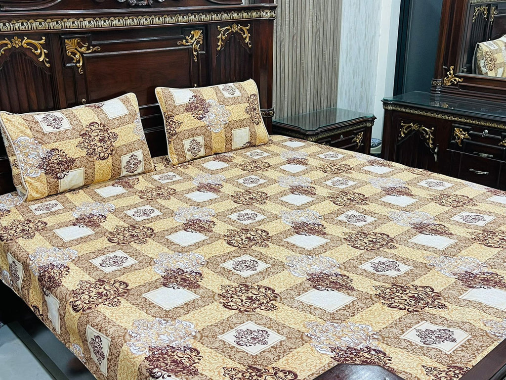 3D Leather Crystal Cotton Bedsheet AM3D-00343