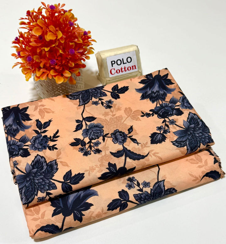 Micro Polo Cotton 2pcs Suit Peach Midnight Bloom