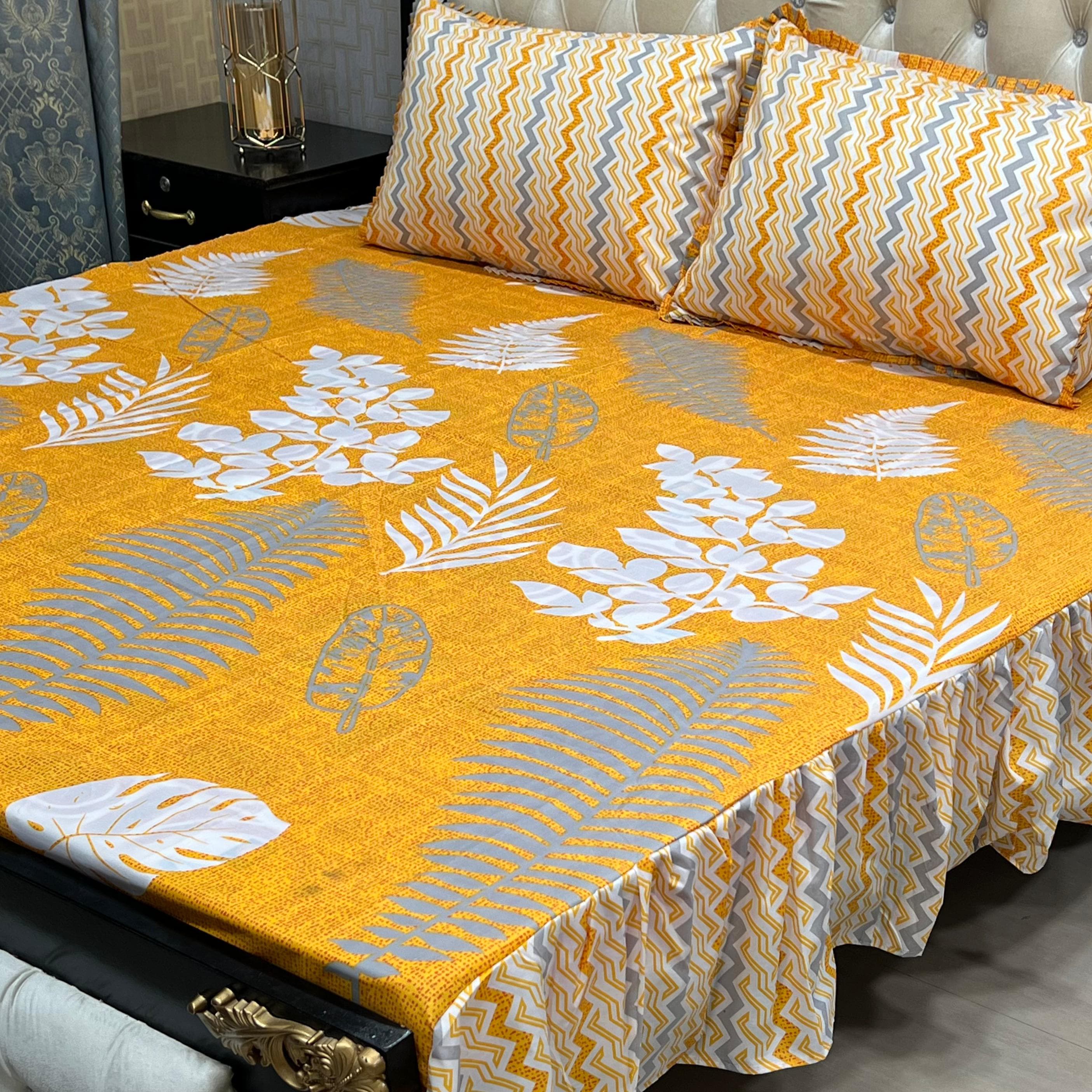 Luxury Cotton Salonica Double Bed Frill Bedsheet Radiant Meadow Frill