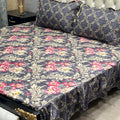 Luxury Cotton Salonica Double Bed Frill Bedsheet Twilight Flora Frill