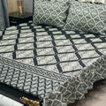 Luxury Cotton Salonica Double Bed Frill Bedsheet Midnight Scrollwork Frill