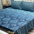 Luxury Cotton Salonica Double Bed Frill Bedsheet Tranquil Tide Frill