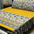 Luxury Cotton Salonica Double Bed Frill Bedsheet Jaipur Sunburst Frill