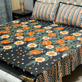 Luxury Cotton Salonica Double Bed Frill Bedsheet Polka Petal Frill