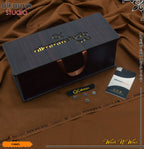 Carnivals Wash&Wear Boski Fabric for Men By Al-Karam in Wooden Box Caramel Dusk