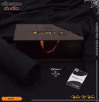 Carnivals Wash&Wear Boski Fabric for Men By Al-Karam in Wooden Box Cosmic Black