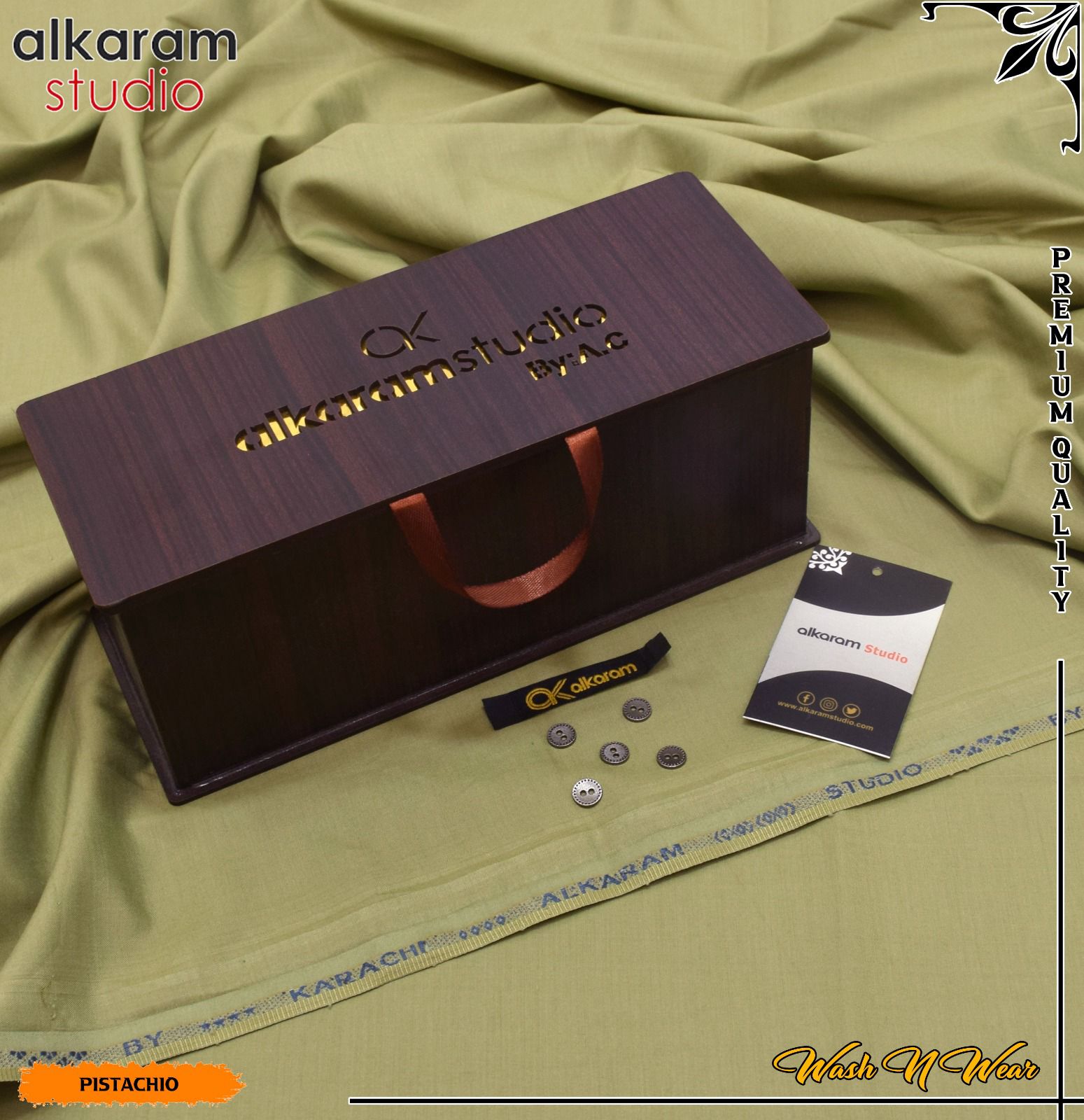 Carnivals Wash&Wear Boski Fabric for Men By Al-Karam in Wooden Box Alkaram Subtle Hue
