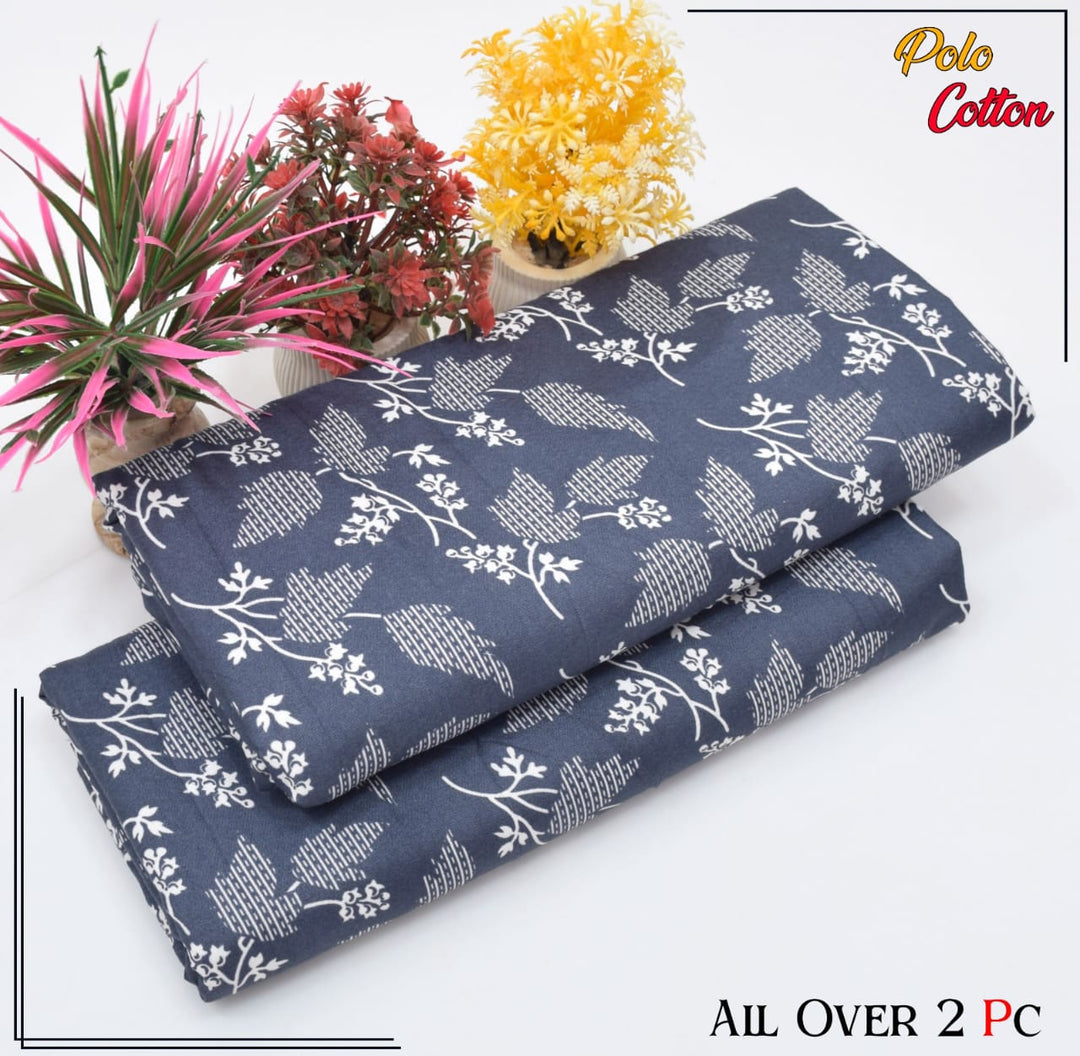 Micro Polo Cotton 2pcs Suit Midnight Blossom Depths