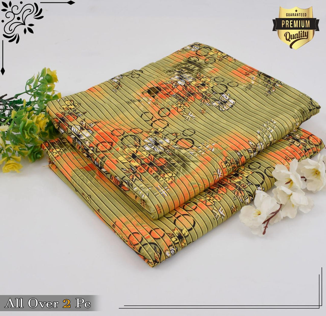 Micro Polo Cotton 2pcs Suit Olive Grove Floral Stripe