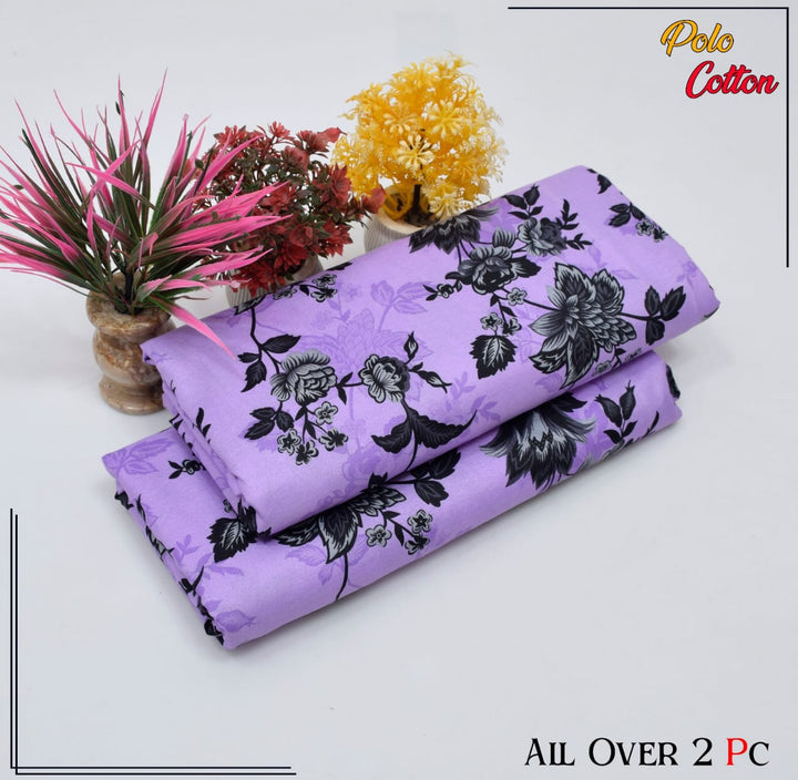 Micro Polo Cotton 2pcs Suit Lilac Shadow Ensemble