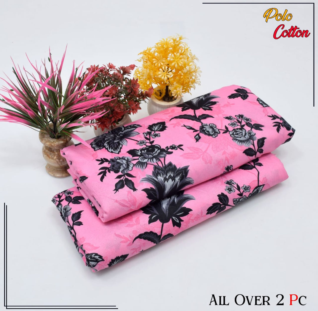 Micro Polo Cotton 2pcs Suit Pink Noir Blossom