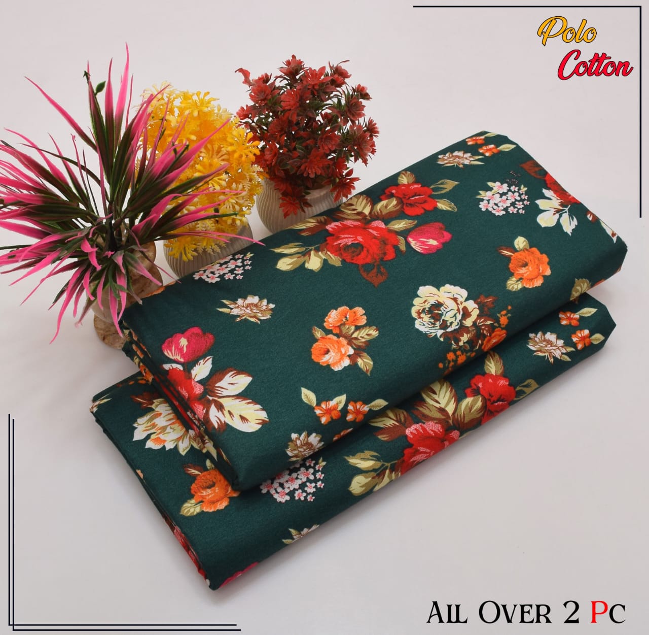 Summer Cotton All over 2pcs Premium Suit Forest Bloom Polo
