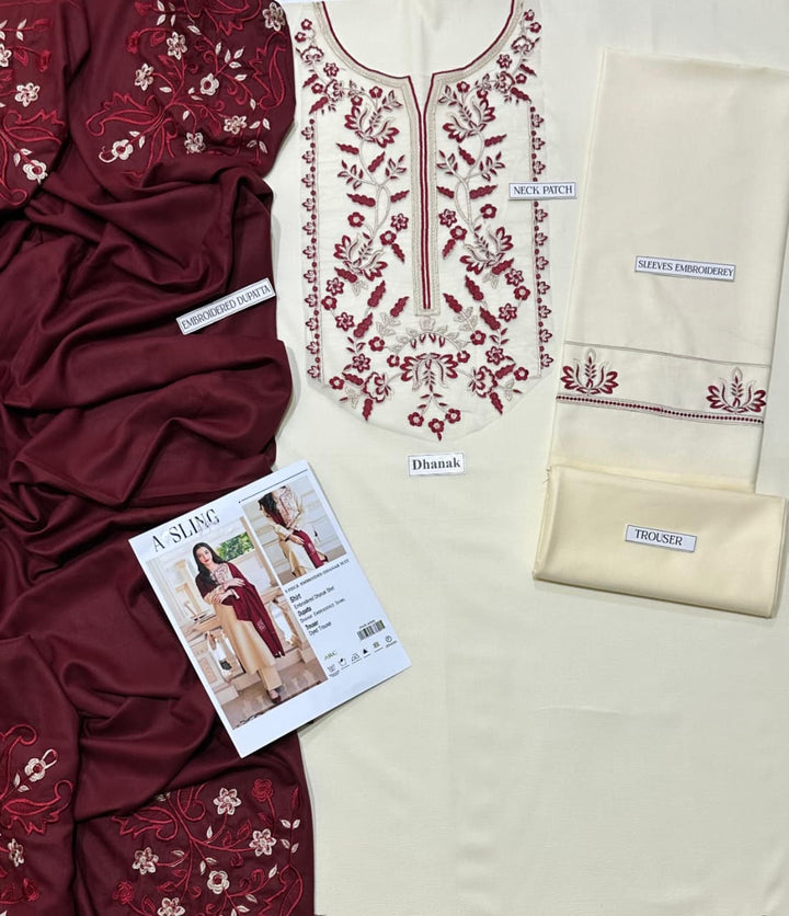 AISLING Embroidered Dhanak Fency 3pcs Vol 0103